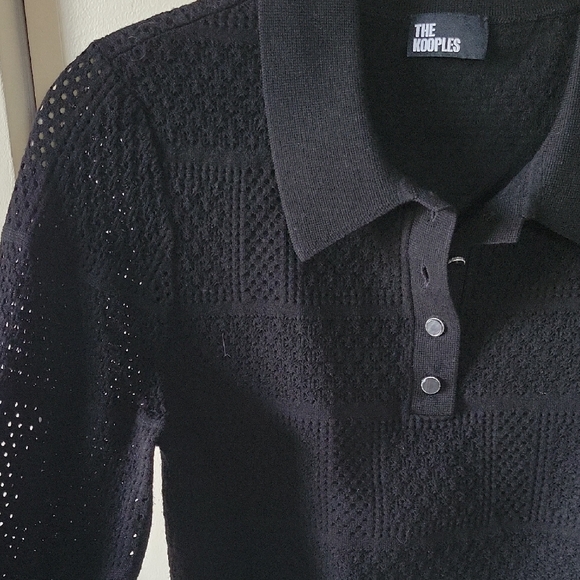 The Kooples Black Knit Polo Sweater - Picture 8 of 14